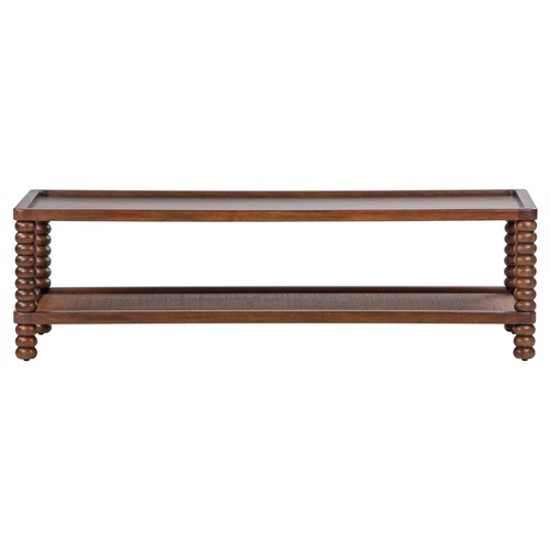 Tobi Updated Traditional Brown Wood Spindle Rectangular Coffee Table