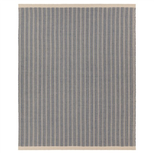 Morien Updated Traditional Dark Blue Striped Patterned Indoor Outdoor Rug - 6&#39;x9&#39;