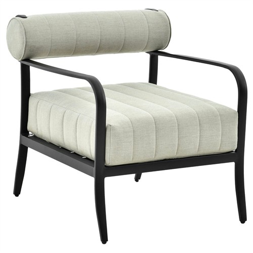 Madelle Modern Classic White Sunbrella Black Aluminum Outdoor Arm Chair