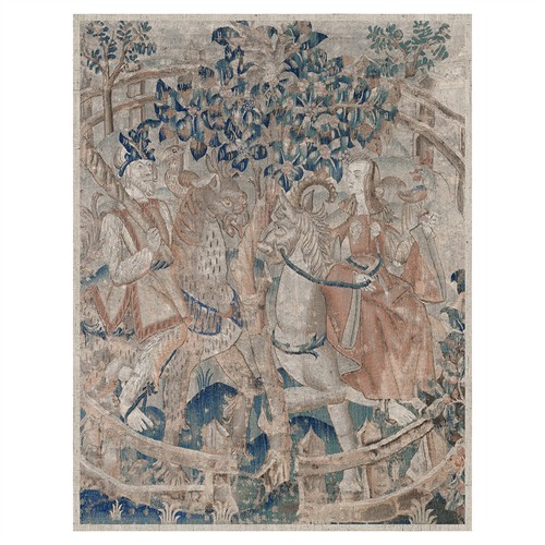 Aveline Traditional Beige Medieval Garden Tapestry - 71x55