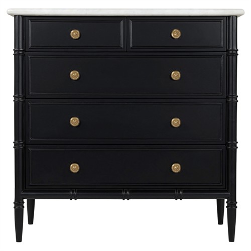 Poema Updated Traditional White Marble Black Wood Dresser