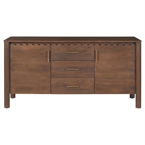 Bella Modern Classic Brown Mango Wood Scalloped Sideboard - 60&quot;