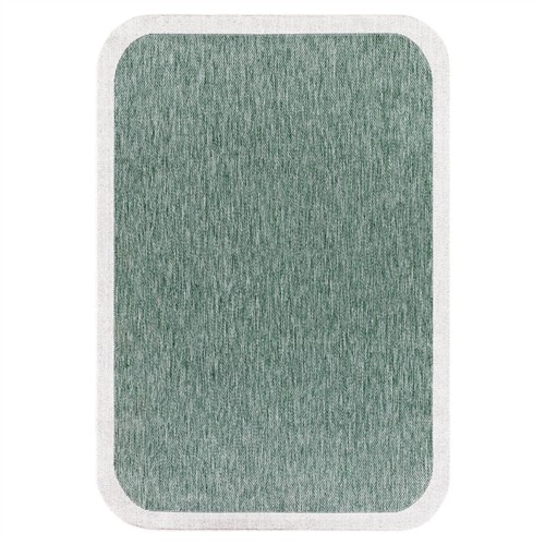 Salome Coastal Beach Green Cream Border Indoor Outdoor Rug - 5&#39;3&quot;x7&#39;