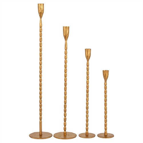 Elani Traditional Brass Iron Taper Candleholder - Set of 4