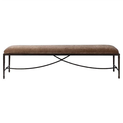 Jane Updated Traditional Altair Mushroom Velvet Bronze Iron Bench
