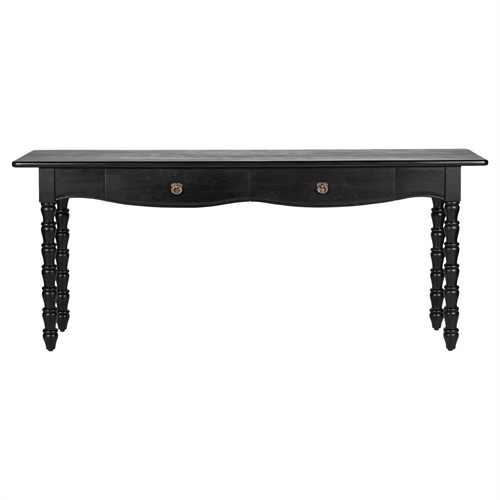 Thomas Updated Traditional Black Wood Spindle Console Table