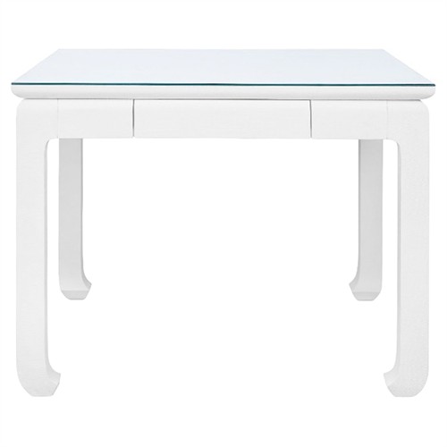 Bethany Coastal Beach White Linen Wood Game Table - 38&quot;
