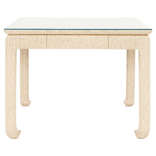 Bethany Coastal Beach Natural Grasscloth Wood Game Table - 38&quot;