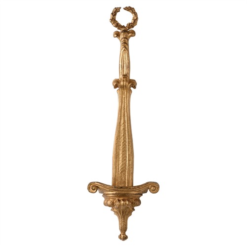 Luanne Traditional Antique Gold Plate Holder Wall Shelf