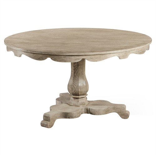 Helena Updated Traditional Grey Oak Round Pedestal Dining Table - 54&quot;