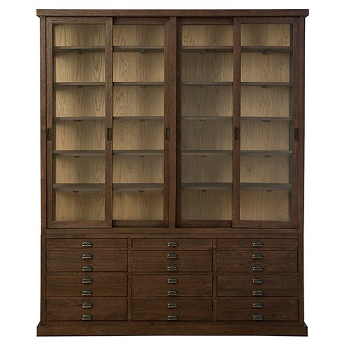 Malen Rustic Lodge Dark Brown Reclaimed Wood China Cabinet