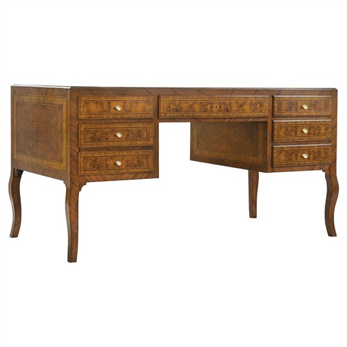 Bruce Updated Traditional Brown Burl Wood Desk