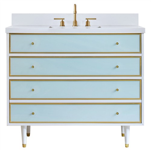 Tracy French Country White Wood Seaglass Vanity Sink - 42&quot;