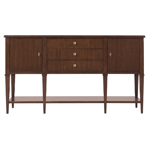 Alaine Updated Traditional Grey Marble Dark Brown Walnut Wood Buffet