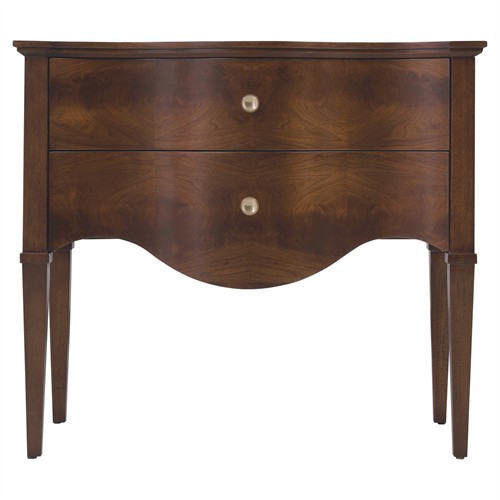 Alaine Updated Traditional Dark Brown Walnut Wood Curved Nightstand