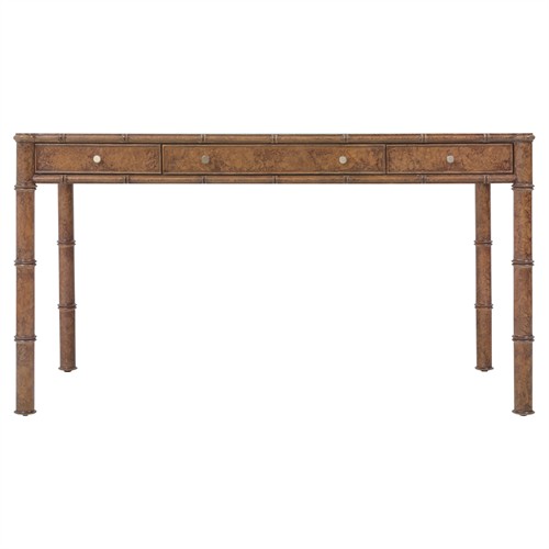 Alaine Updated Traditional Woven Cane Brown Oak Desk