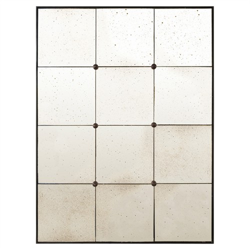 Tova Modern Black Brass Rectangular Antique Wall Mirror