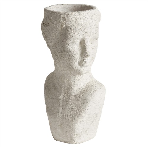 Miralyn Traditional Weathered White Limestone Bust Outdoor Planter