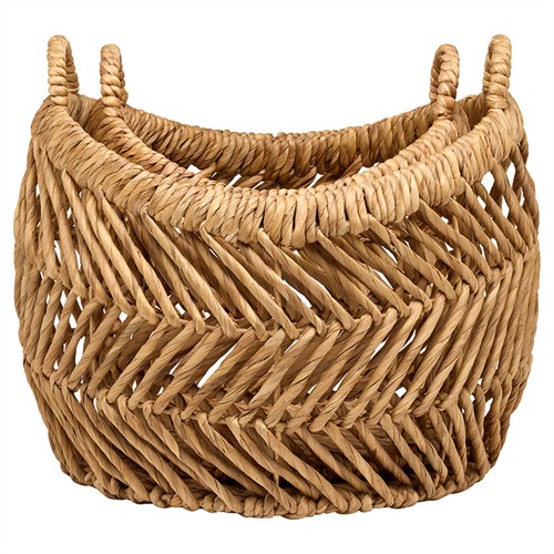 Pigeon and Poodle Olivia Coastal Natural Woven Water Hyacinth Floor Basket - Set of 2