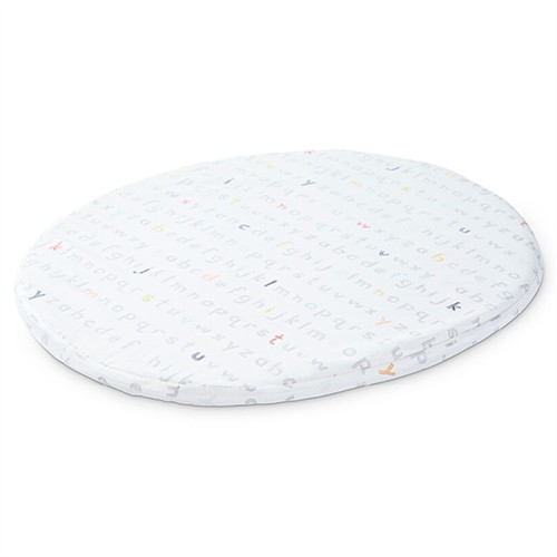 Open Box Stokke Sleepi Modern White Cotton Alphabet Mini Crib Fitted Sheet Version 2