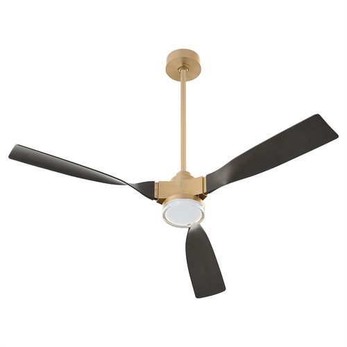 Shelby Modern Dark Walnut Blades Aged Brass Iron LED Ceiling Fan - 58&quot;