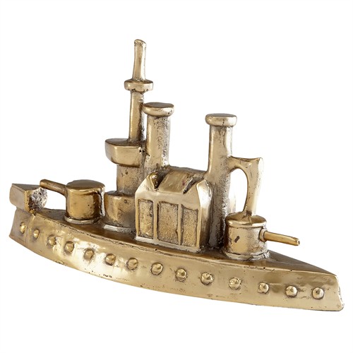 Leon Updated Traditional Aged Brass Iron Boat Sculpture
