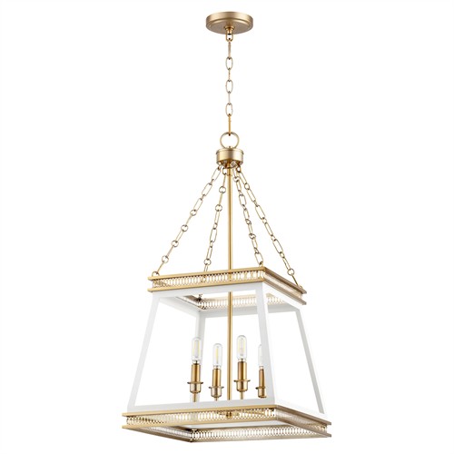 Hollis Updated Traditional White Iron Aged Brass Lantern