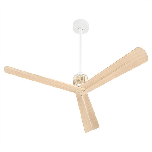 Luna Coastal Natural Oak Blades White Iron Ceiling Fan - 56&quot;