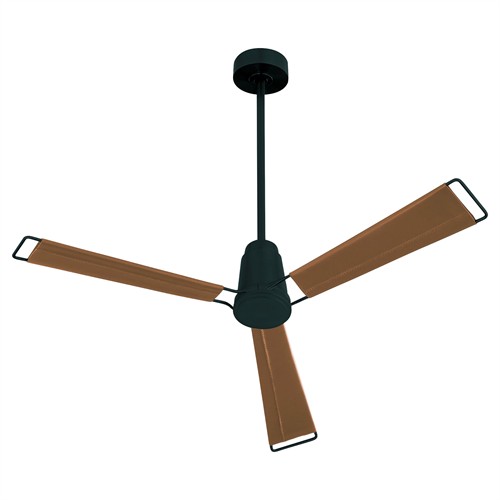 Adelaide Modern Brown Leather Blades Matte Black Steel Ceiling Fan - 60&quot;