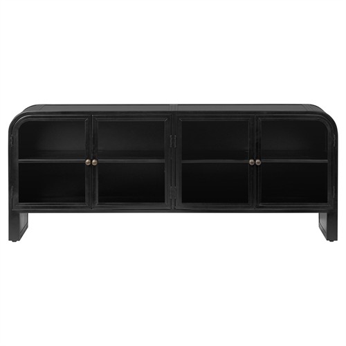 Sheila Updated Traditional Black Iron Curved Media Console - 70&quot;