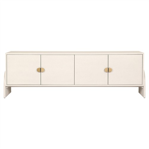 Maya Modern Classic Cream Painted Linen Media Cabinet - 84&quot;