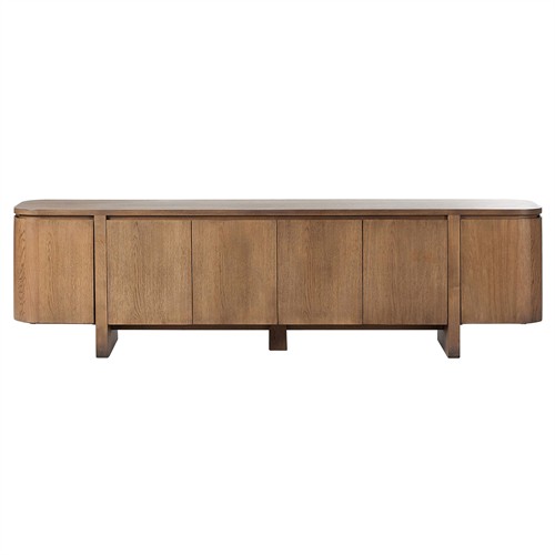 Christina Modern Classic Brown Oak Curved Media Cabinet - 92&quot;