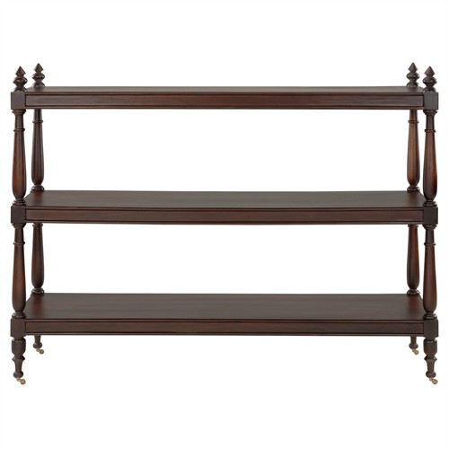 Achard French Country Dark Brown Mango Wood Caster Wide Bar Cart
