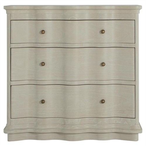 Meredith Updated Traditional Cerused White Wood Wavy Nightstand