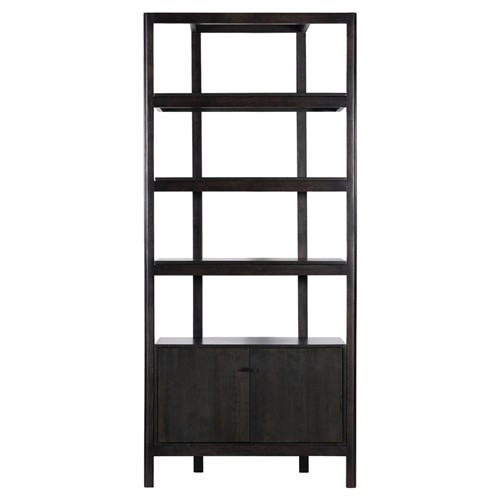 Rissa Modern Classic Black Acacia Wood Bookcase