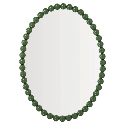 Eisley French Country Green Iron Beaded Frame Wall Mirror