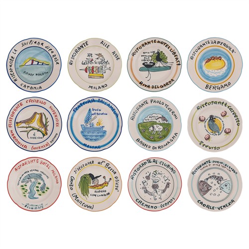 Coraline Coastal Multicolor Stoneware Hotel Restaurant Plate - Set of 12