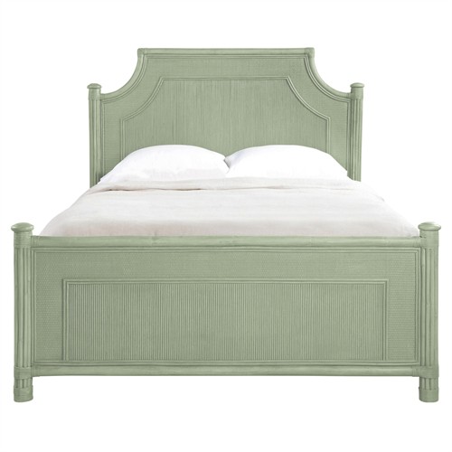 Elliana Coastal Beach Green Arched Wicker Bed - Queen