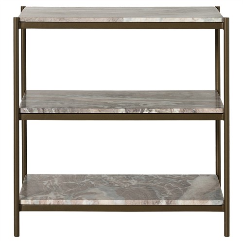 Kian Modern Classic Grey Marble Antique Brass Nightstand