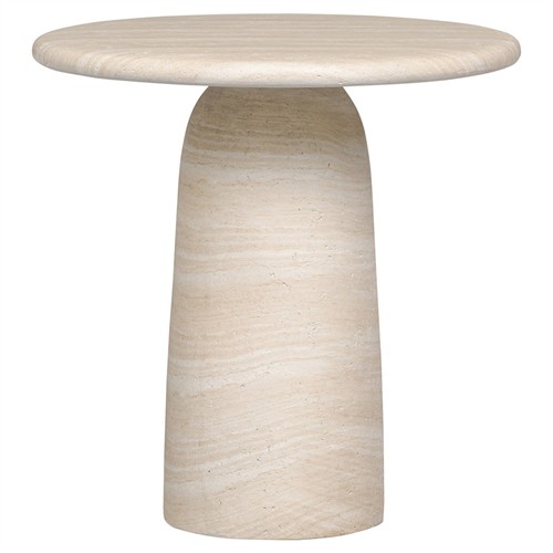 Emilia Modern Classic Sand Beige Concrete Round Pedestal End Table