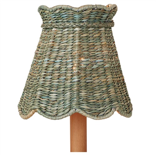 Eliza Coastal Beach Light Teal Seagrass Scalloped Chandelier Shade