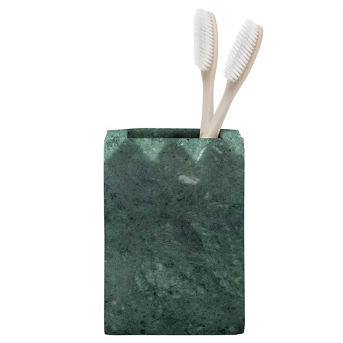Pigeon and Poodle Proviso Modern Classic Jade Green Fluted Marble Brush Holder