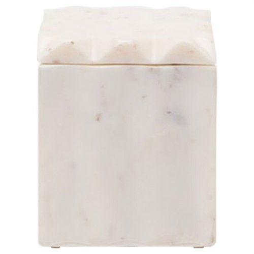Pigeon and Poodle Proviso Modern Classic White Fluted Marble Canister - Small