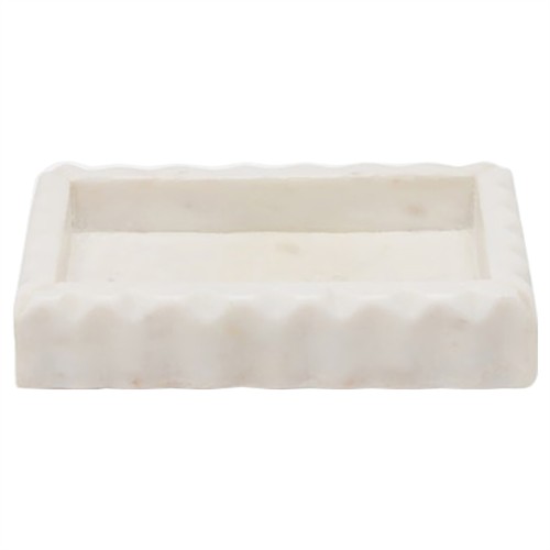 Pigeon and Poodle Proviso Modern Classic White Fluted Marble Soap Dish