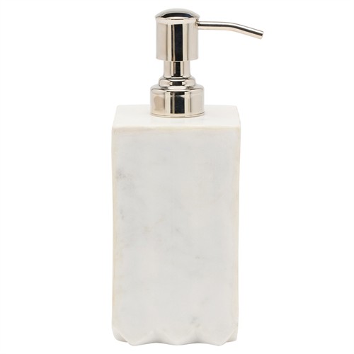 Pigeon and Poodle Proviso Modern Classic White Fluted Marble Soap Pump