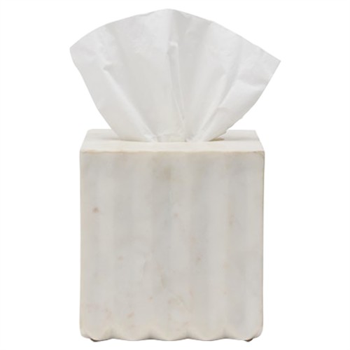 Pigeon and Poodle Proviso Modern Classic White Fluted Marble Tissue Box
