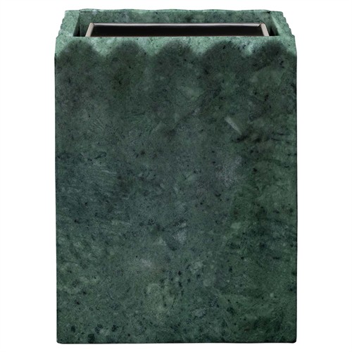 Pigeon and Poodle Proviso Modern Classic Jade Green Fluted Marble Square Waste Basket
