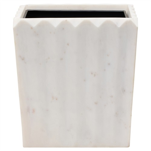 Pigeon and Poodle Proviso Modern Classic White Fluted Marble Rectangular Waste Basket