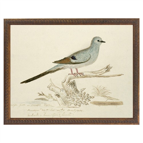 Laurel French Country Light Blue Bird Antique Gold Frame Painting - 8x10