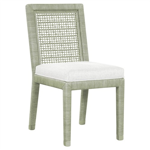 Mako Coastal Beach Green Rattan White Performance Dining Chair